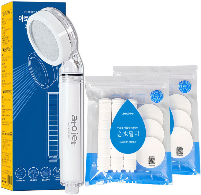 아토젯 필터샤워기 + 헤드필터6p + 바디필터6p, 1세트