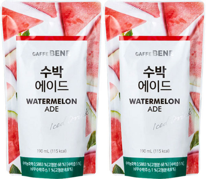 카페베네 수박에이드, 190ml, 100개