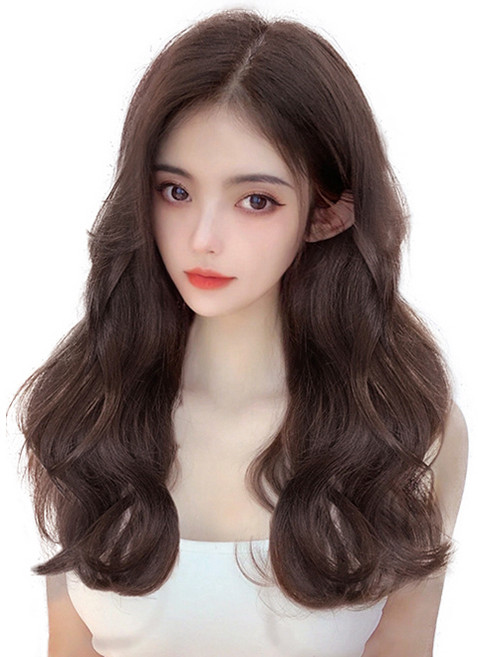 가발위드 붙임머리 엔디롱 웨이브 부분 가발 3피스 세트, 1개, 초콜릿브라운40cm