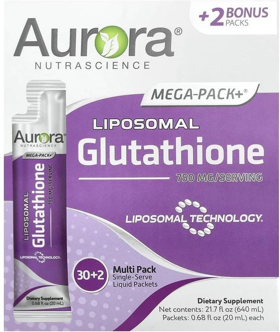 오로라 뉴트라사이언스 메가팩 리포좀 글루타치온 Aurora Nutrascience Mega-Pack+® Liposomal Glutathione 20ml 32개입 - 쿠팡