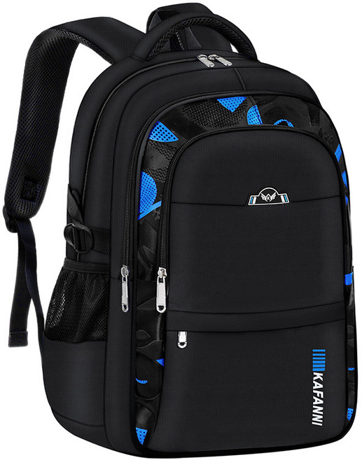 小學生護脊書包後背包 潮酷圖騰 國小兒童學生適用 防水大容量多功能包 B194黑藍色