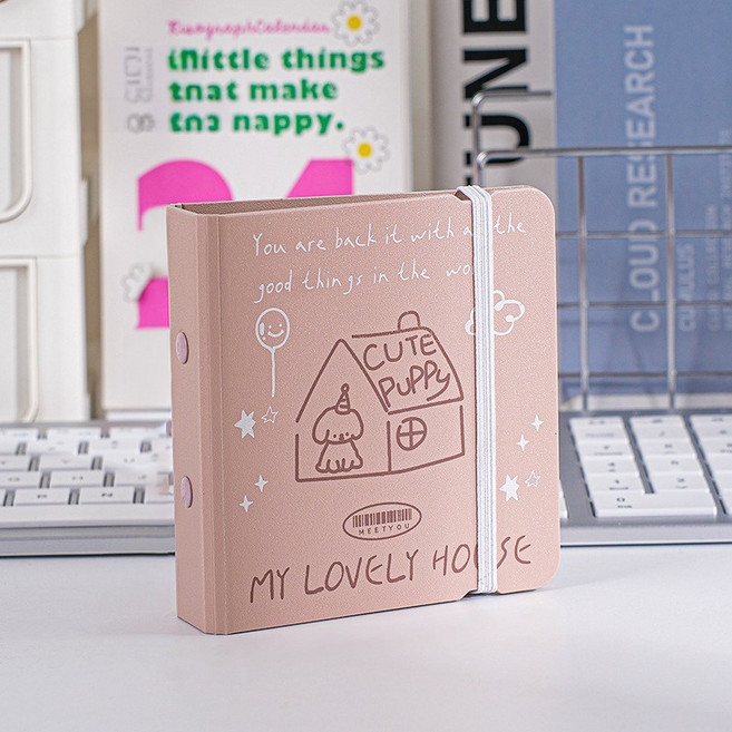 아이돌 포토카드 보관함 영화 포토카드 보관함 인스탁스 미니 포토앨, 제2면 강아지 분홍색  디자인[내지 20장 포함], 1매