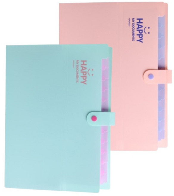 아코디언 파일 스마일 바인더 화일 13칸, 1개, 민트1+핑크1
