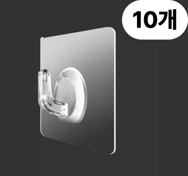 심플훅스 무타공 접착식 후크 걸이, 투명, 10개