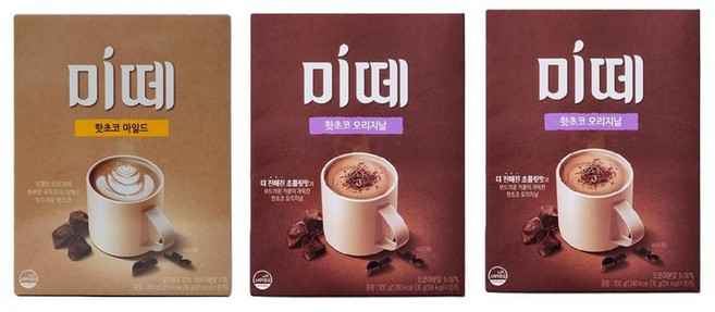 미떼 핫초코 오리지날 10개입 2개 + 마일드 10개입 1개 코코아 300g 1개 따뜻한음료 탕비실, 1세트