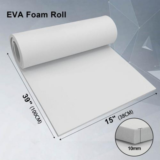 EVA 폼 롤 스폰지 종이 2mm-10mm 두꺼운 39 "x 15" DIY 코스프레 시트 유연하고 탄성 공예 프로젝트 의상, 7)White-Thickness 10mm