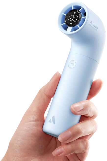 Aecooly 휴대용 선풍기 미니 무선 초강력 급속 냉각 손풍기, 블루, Aero, 1개