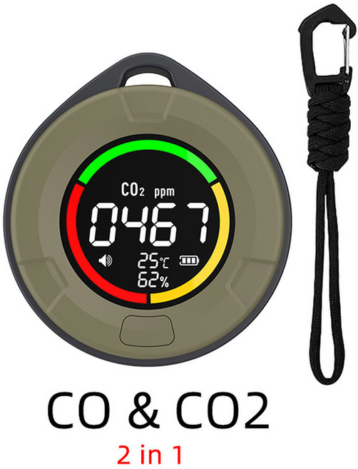 PTH 10E 미니 일산화탄소 감지기 CO CO2 공기질 휴대용 모니터 HD LED 스크린 실내 및 여행용 USB 충전 K5, 1개
