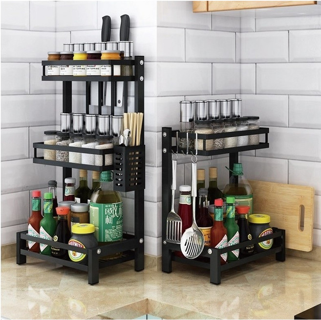 홈다이닝 다용도 칼꽂이 주방선반 3단 수저통 도마거치대 정리대 양념통 2단, 항공배송-3단