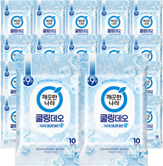 깨끗한나라 페퍼민트 쿨링 데오티슈 10매 20개, 66g