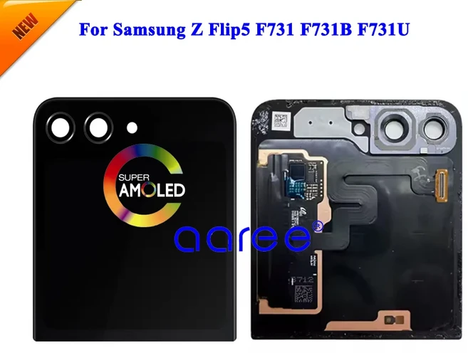 전문가용 새모델 슈퍼 AMOLED LCD 스크린 삼성 호환용 Z 플립 5 F731 외부 터치 디지타이저 어셈블리, 01 Black Small Screen