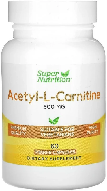 Super Nutrition 아세틸-L-카르니틴 500mg 베지 캡슐, 1개, 60정 - 쿠팡