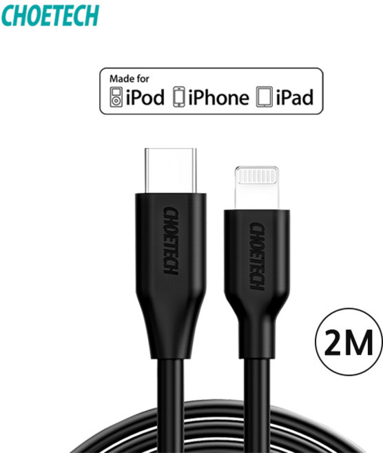 CHOETECH usb C to 라이트닝 8핀 PD 고속충전 케이블 MFi 애플인증 정품, 화이트, 1개