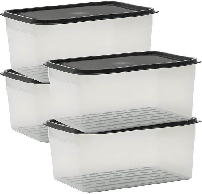 생활엔 말랑핏 차곡차곡 식재료 보관용기 블랙, 4개, 2700ml