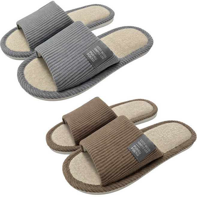 푸꾸푸꾸 린넨 슬리퍼 층간소음 실내화 쿠션 미끄럼방지 거실화 사무실 커플