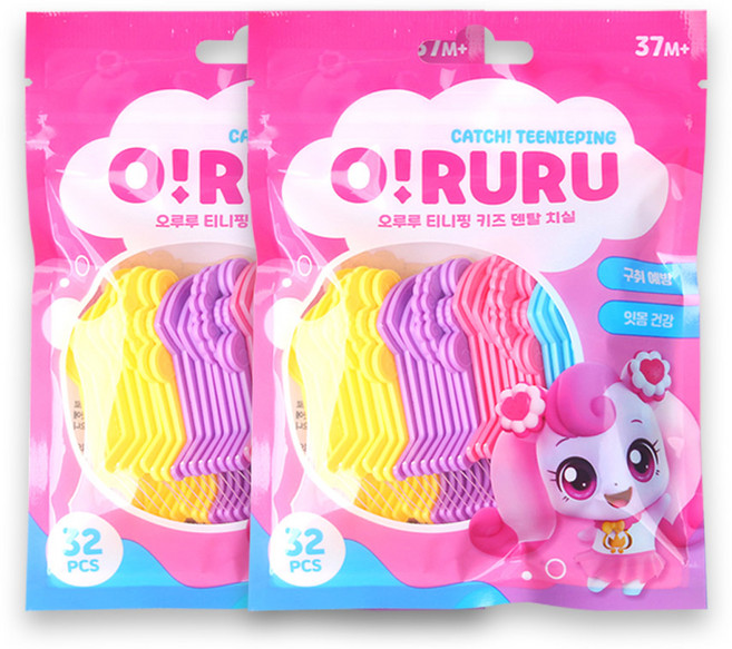 오루루 캐치티니핑 키즈 덴탈 치실, 2cm, 32개입, 2개