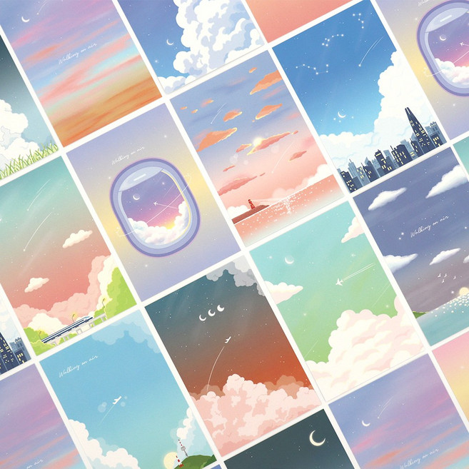 마음담아 감성 인테리어 여행 하늘 구름 한조각 엽서 60장 세트, 1. 엽서60p(봉투X)