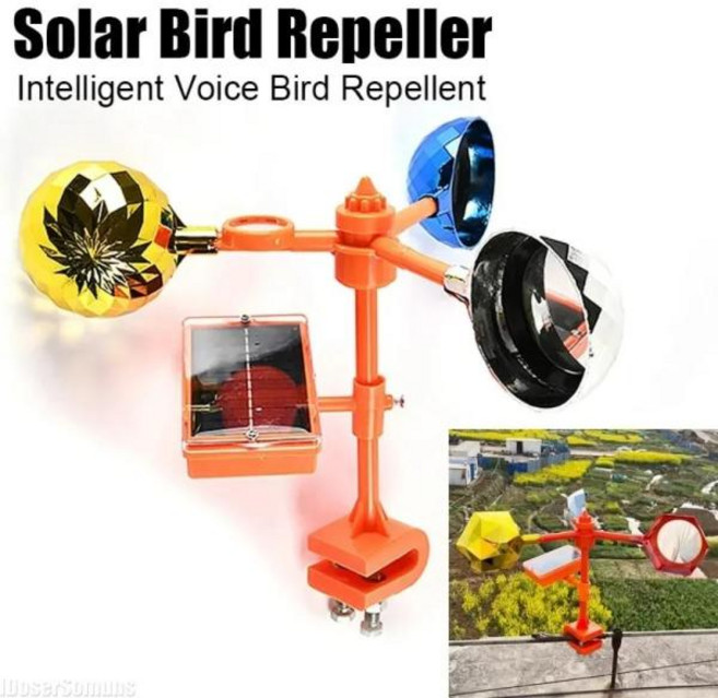 새쫓기 방수 에너지 새 조류 퇴치기 360 도 회전 반사판 농장 과수원 보호 장치, 1개, 1개입