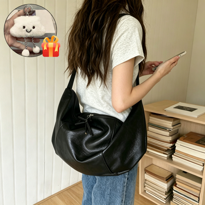 Leesheer 여성 가죽 크로스백 보부상 가방 데일리 빈티지 캐주얼 출퇴근 숄더백