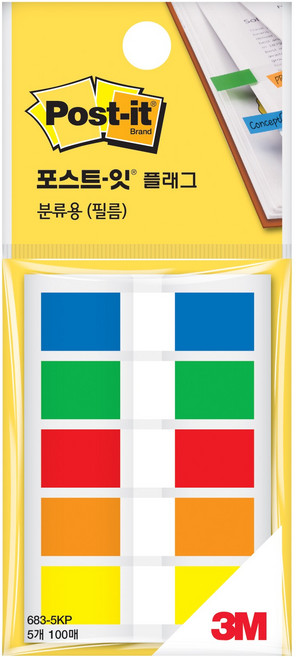 포스트잇 플래그 분류용 인덱스스티커 필름 683-5KP, 100개입, 1개
