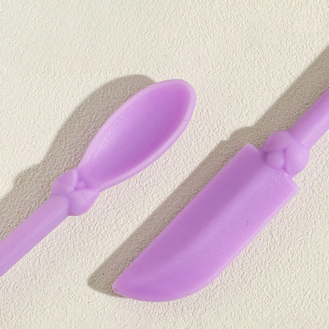 다용도 절약 스푼 미니 스파츌라 롱 주걱 헤라 주방 화장품, 퍼플-중, 1개