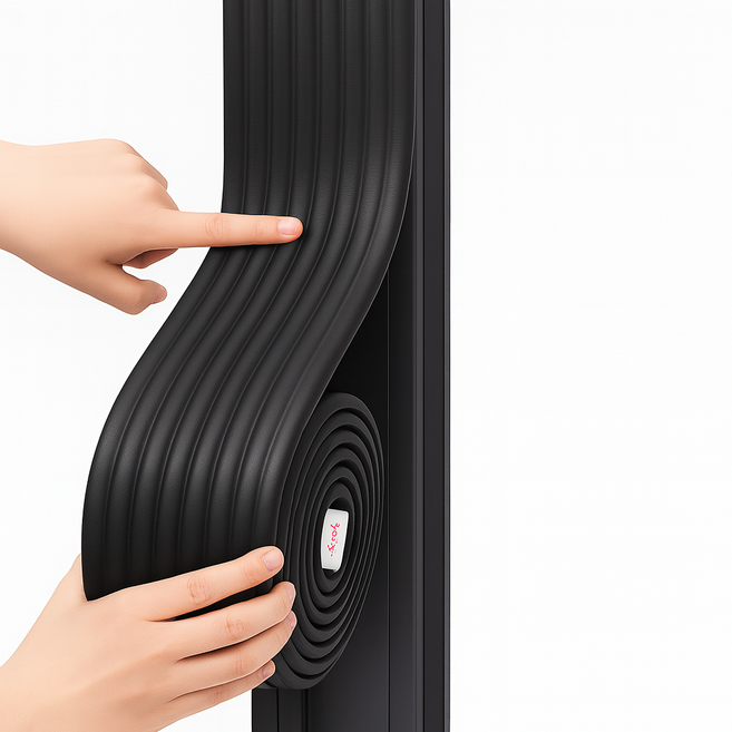 어나더랩 접착식 문풍지 단열재 보온재 동파방지 스펀지 커버, 1개, 블랙