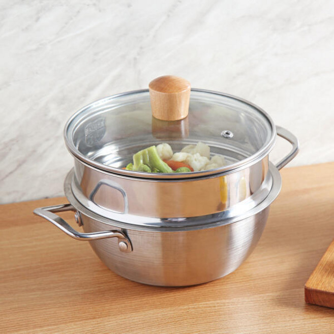 쿡코 스텐 찜기 라면냄비 세트(18cm), 1개