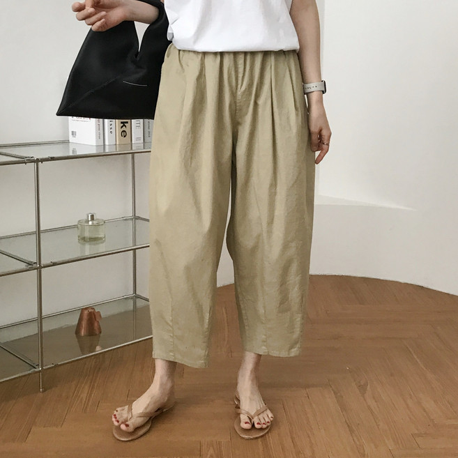 럭키제이 칸 와이드 배기 바지 밴딩 스판 편한 팬츠 여성용