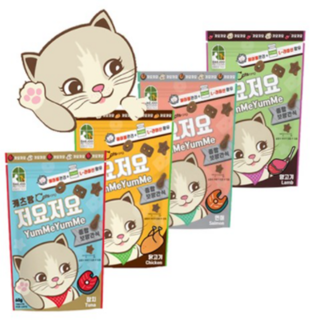 뉴 캐츠랑 저요저요 사이즈업 고양이 간식 4종세트 혼합(참치+연어+닭고기+양고기) 1개 150g, 혼합4종(1+1+1+1), 3세트