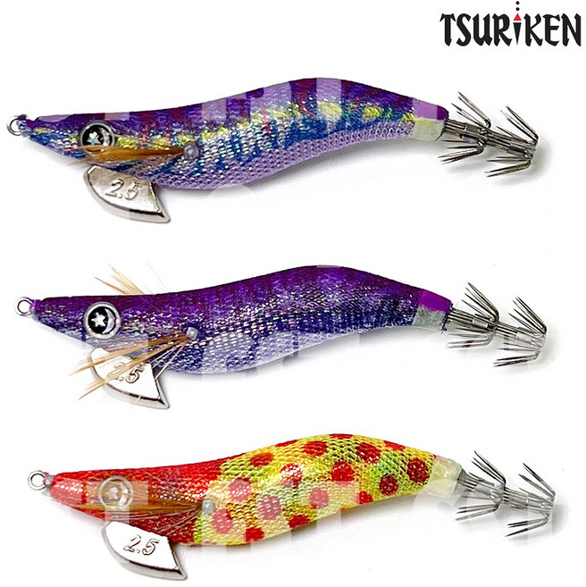 쯔리겐 미루드래곤 베스트컬러 3종 세트 오모리그 이카메탈 한치 에기 (#3/#11/#12), 1세트, 31.5g, #3/#11/#12