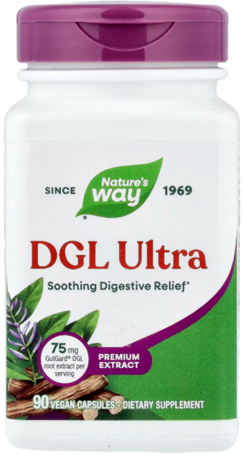 네이처스웨이 DGL 울트라 감초 뿌리 추출물 글리시진 제거 75mg 90 비건 캡슐, 1개, 90정