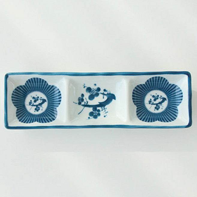도자기 일본 간장 초장 와사비 미니 소스 이절 접시 그릇 종지, 1개, 11.매화꽃(삼절)