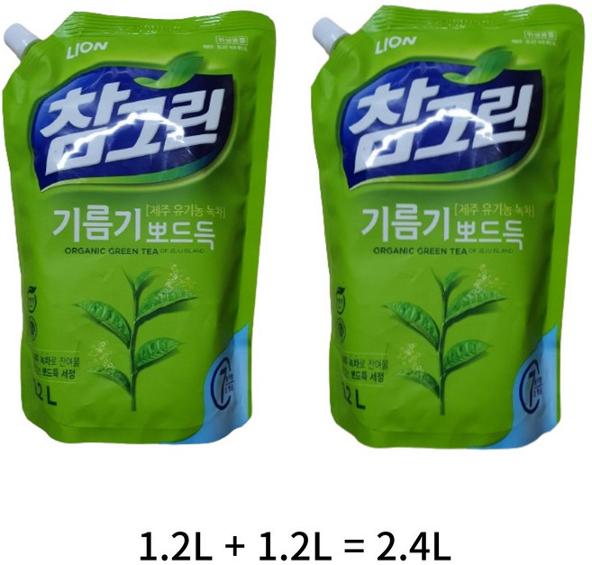 참그린 녹차 뽀드득 주방세제, 1.2L, 8개