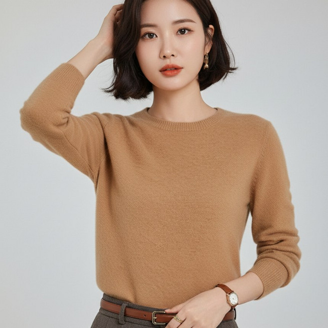 에쉬울프 여성용 라운드넥 니트 티셔츠