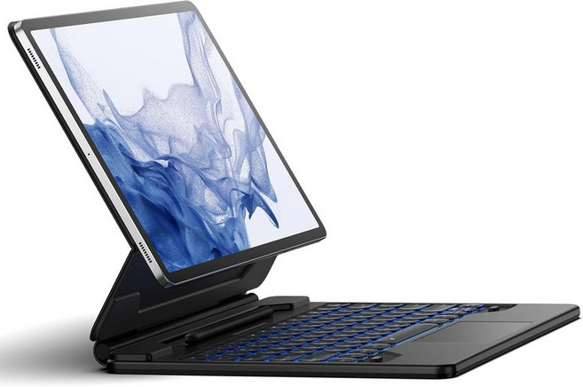 삼성 갤럭시 탭 S10+ 플러스S9+ 플러스S9 FE+ 플러스S8+ 플러스S7+ 플러스S7 FE 케이스 키보드 12.4인치 플로팅 캔틸레버 마그네틱 스탠드 멀티터치 트랙패드, 13.1" Samsung, Black-US Version