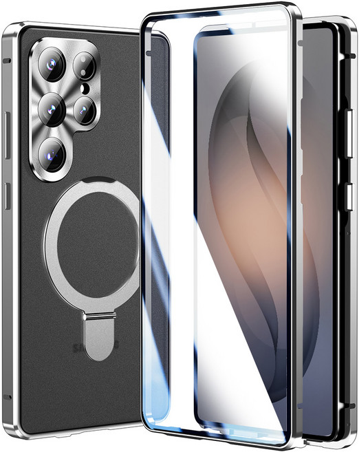 헤미션 갤럭시 S25/S26 울트라 풀커버 맥세이프 케이스 - 양면강화유리 마그네틱 자동흡착 MagSafe 거치대 케이스