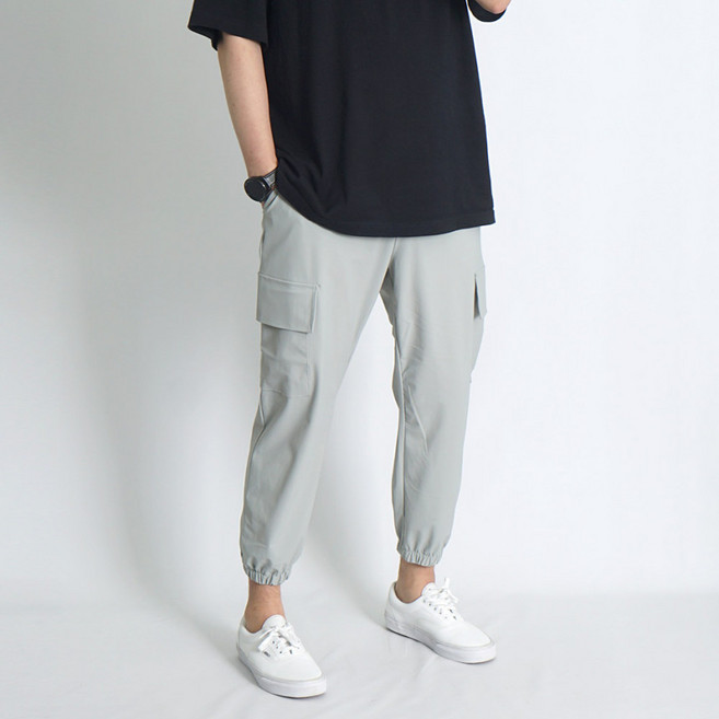 오씨엘 여름용 9부 냉감 카고조거팬츠 빅사이즈 쿨 스판 밴딩 아이스조커바지 010