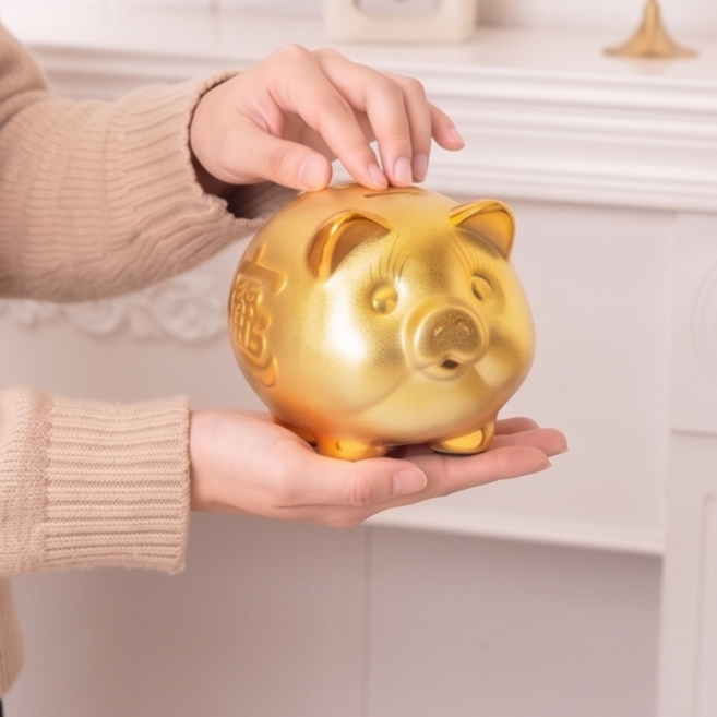 벨린 황금 돼지저금통 돈들어오는 인테리어 개업선물 장식품, 골드