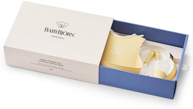 베이비 보른 【일본 정규품 보증 첨부】 베이비 디너 세트 파우더 핑크 1개 (x 1), 파우더 옐로우