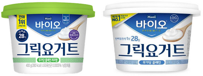 매일바이오 그릭요거트400g 무가당플레인저지방1개＋무가당플레인1개 냉장무료배송