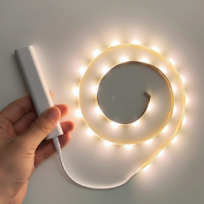 모션감지 움직임 잘라쓰는 LED 라인 센서등 은은한빛 동작 침대및 현관신발장 자동 간접조명 일자 무선, 건전지형, 흰색LED_건전지형