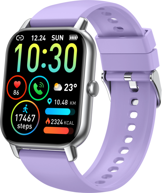 Donerton P66 통화가능 스마트워치 46.99mm 한글판 운동시계, 블루투스, 4.699cm, 자주색