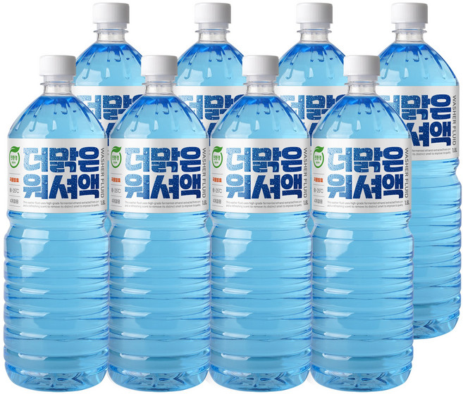 프리미엄 더맑은 에탄올 워셔액 친환경 식물성 사계절, 8개, 1.8L