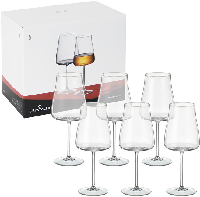 크리스탈렉스 체코 알렉시아 플랫 화이트 와인잔 6p, 1개, 400ml