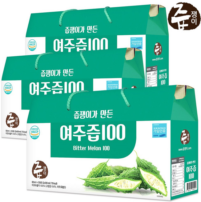 즙쟁이 국산 여주즙 3박스 90포, 2.4L