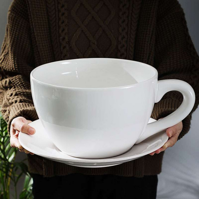 초 대형 머그컵 라떼잔 뉴욕 까페 촬영 먹방 큰 그릇, 6.3리터 오버사이즈 컵+베이스