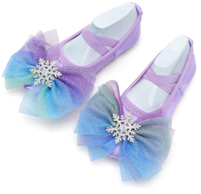 달콩슈 여아용 발레화 새틴 눈꽃 쉬폰 리본 발레슈즈 DBS313