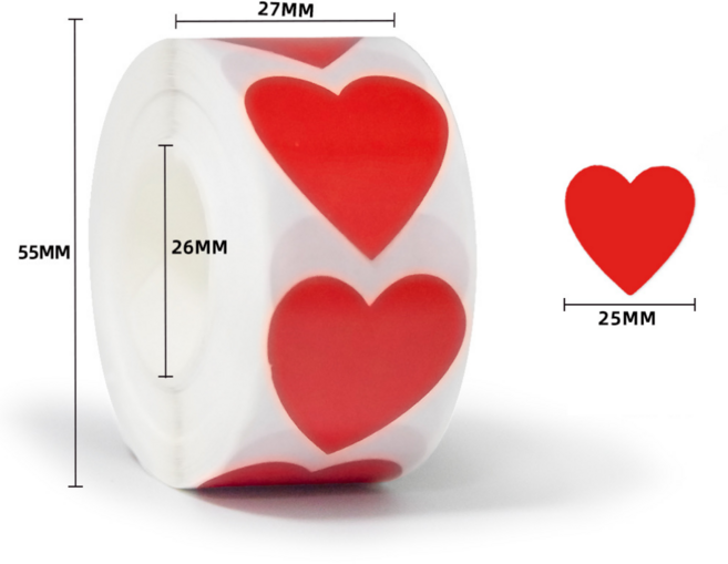 포그니 하트 재물운 스티커 500매, 레드