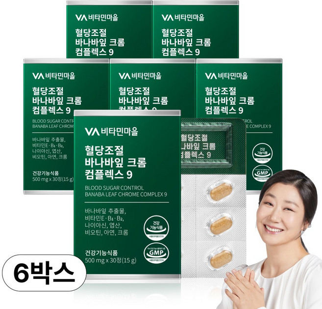 비타민마을 혈당조절 바나바잎 크롬 컴플렉스9 15g, 30정, 6개