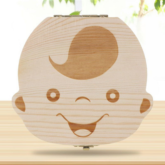 兒童乳牙收納盒 胎毛保存紀念盒, 寶寶乳牙收納盒男生款,加厚實木材質1個裝存放50年